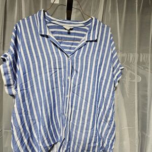 Lucky Brand Blue and White Striped Casual Shirt